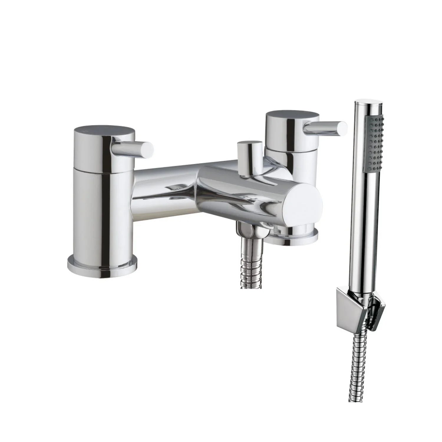 Harper & Brooke Flaxley Bath Shower Mixer w/ 2 Tap Holes, Slide Rail & Fixed & Handheld Shower Head - Chrome