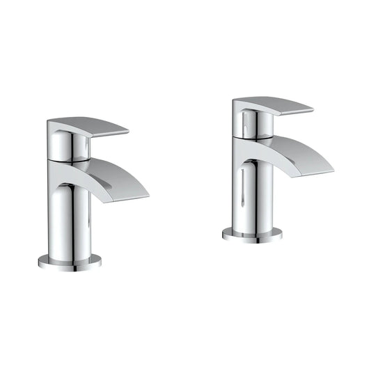 Harper & Brooke Tudor Bath Pillar Taps w/ 2 Tap Holes - Chrome