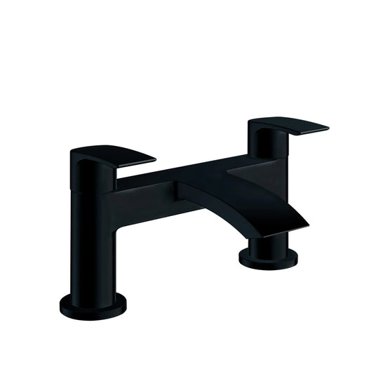 Harper & Brooke Tudor Electroplated One Spout Bath Filler w/ 2 Tap Holes - Black