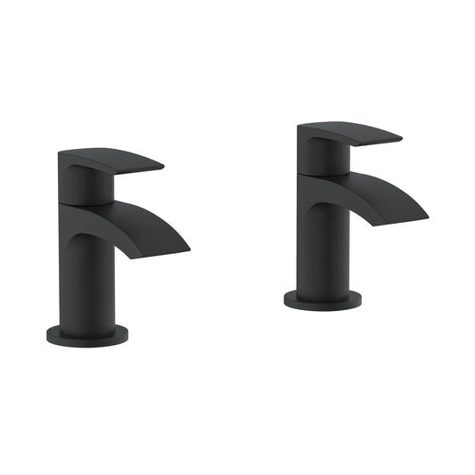 Harper & Brooke Tudor Electroplated Bath Pillar Taps w/ 2 Tap Holes - Black