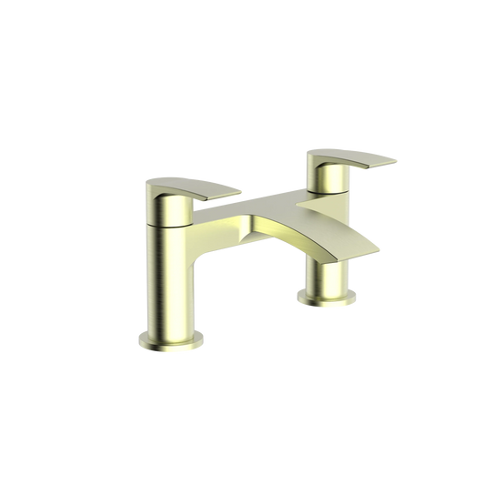Harper & Brooke Tudor PVD Coated One Spout Bath Filler w/ 2 Tap Holes - Brushed Brass