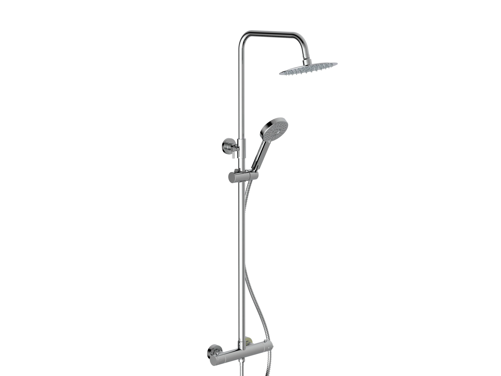 Harper & Brooke Holland Column Shower w/ Rail, Hose & Round Head - Chrome