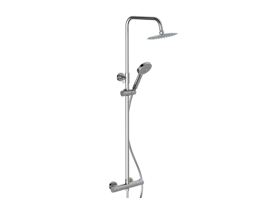 Harper & Brooke Holland Column Shower w/ Rail, Hose & Round Head - Chrome