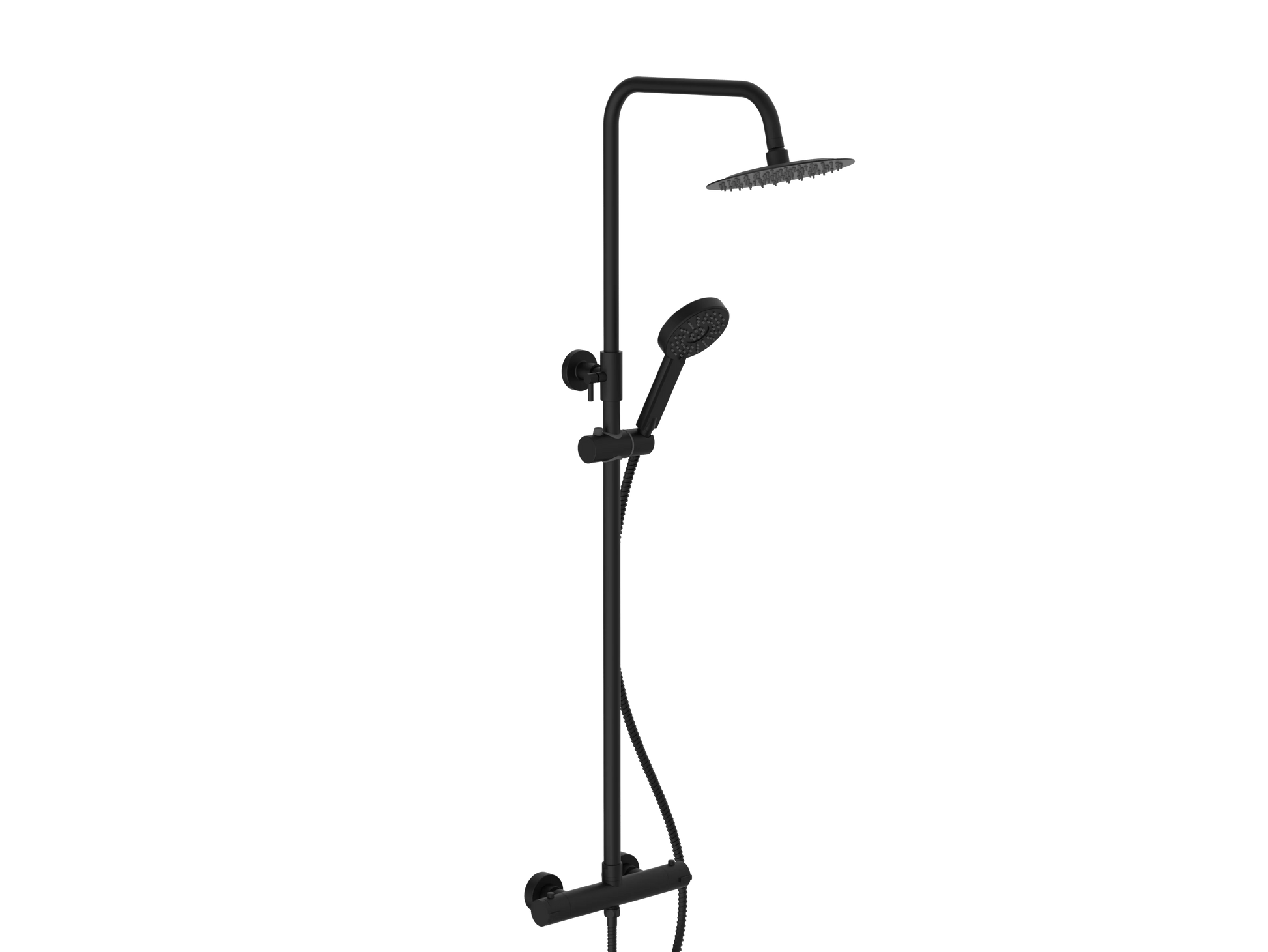 Harper & Brooke Holland Electroplated Column Shower w/ Rail, Hose & Round Head - Black