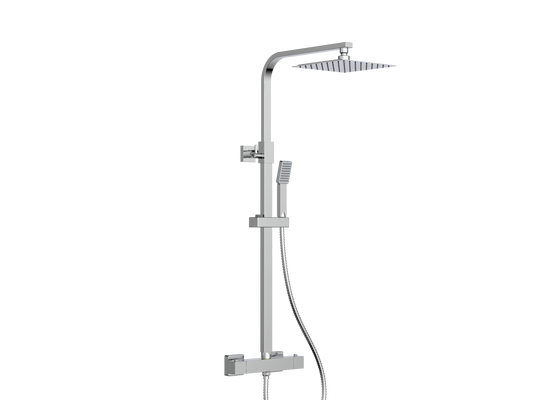 Harper & Brooke Holland Column Shower w/ Rail, Hose & Square Head - Chrome