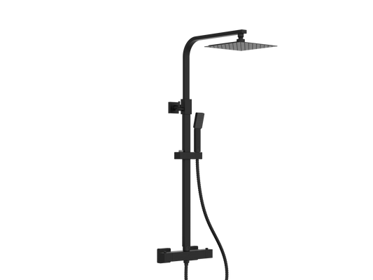 Harper & Brooke Holland Electroplated Column Shower w/ Rail, Hose & Square Head - Black