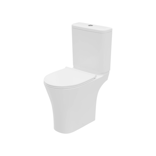 Harper & Brooke Hampton Rimless Comfort Height Close Coupled Open Back WC Pan - White