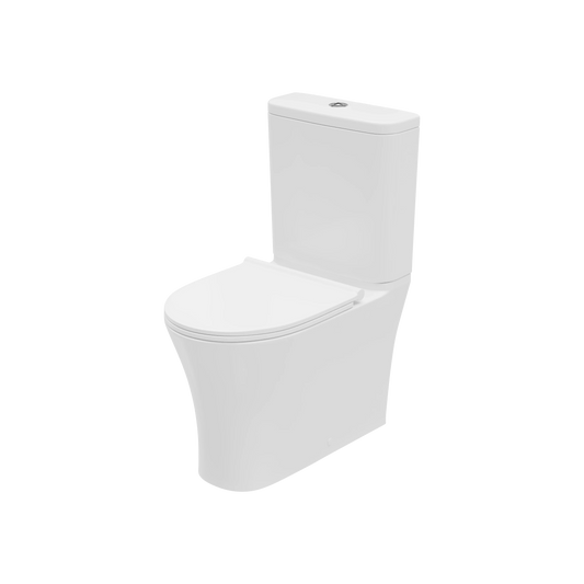 Harper & Brooke Hampton Rimless 400mm x 600mm x 355mm Close Coupled Closed Back WC Pan - White
