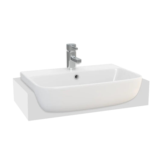 Harper & Brooke Sienna 550mm Square Semi Recessed 1 Tap Hole Basin