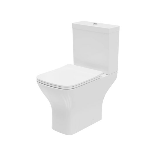 Harper & Brooke Sienna Square 400mm x 610mm x 360mm Close Coupled Open Back WC Pan - White