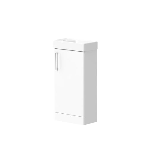 Harper & Brooke Granby 400mm x 750mm x 230mm Floorstanding Cloakroom Vanity Unit w/ 1 Tap hole Basin & Handles - Matt White