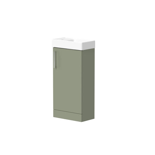 Harper & Brooke Granby 400mm x 750mm x 230mm Floorstanding Cloakroom Vanity Unit w/ 1 Tap hole Basin & Handles - Savannah Green