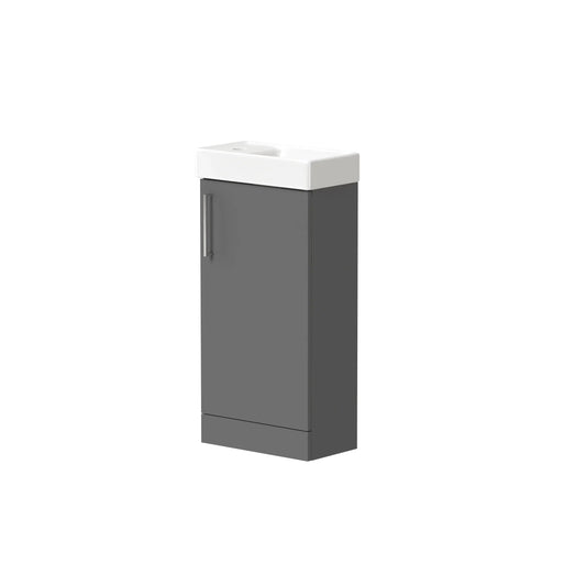 Harper & Brooke Granby 400mm x 750mm x 230mm Floorstanding Cloakroom Vanity Unit w/ 1 Tap hole Basin & Handles - Matt Grey