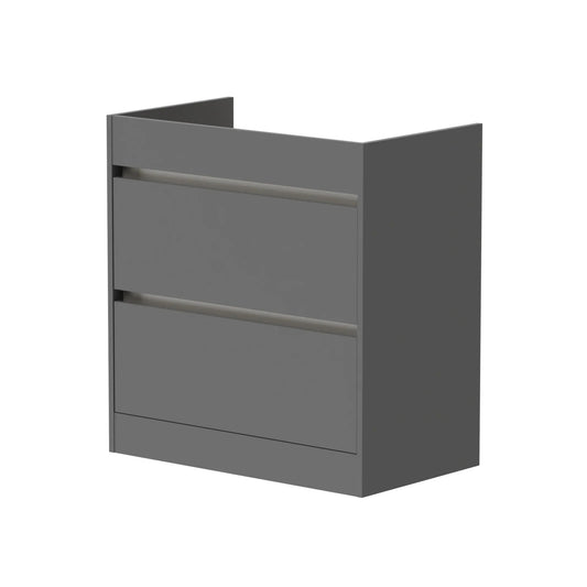 Harper & Brooke Granby 820mm x 850mm x 480mm 2 Drawer Floorstanding Vanity Unit - Matt Grey