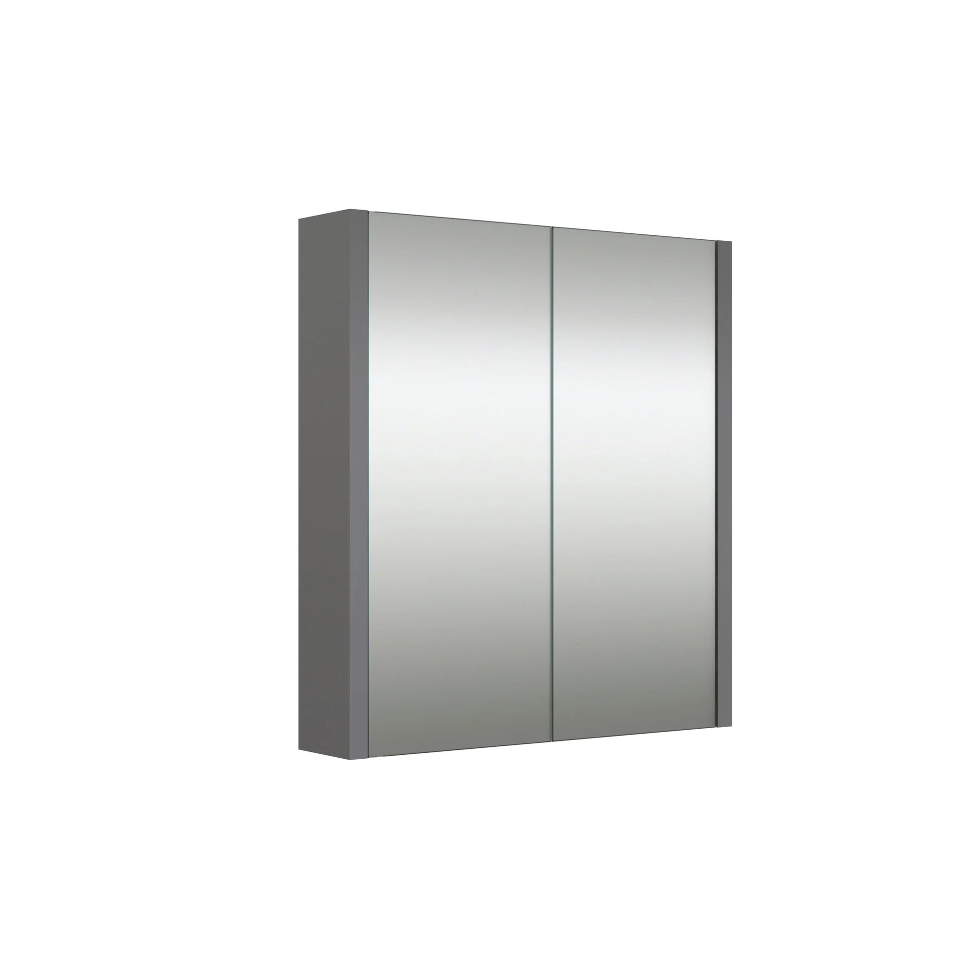 Harper & Brooke Granby 580mm x 650mm 2 Door Mirror Cabinet w/ Glass Shelves - Matt Grey