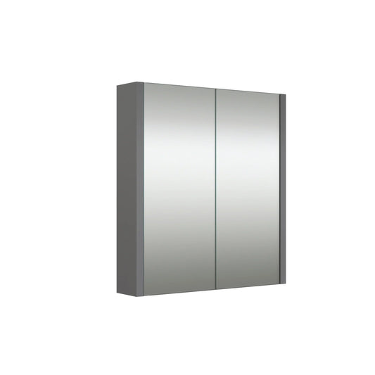 Harper & Brooke Granby 580mm x 650mm 2 Door Mirror Cabinet w/ Glass Shelves - Matt Grey