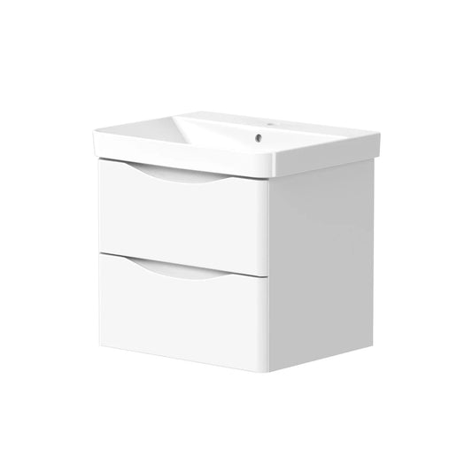 Harper & Brooke Portland 580mm x 830mm x 465mm 2 drawer Floorstanding Vanity Unit - Matt White