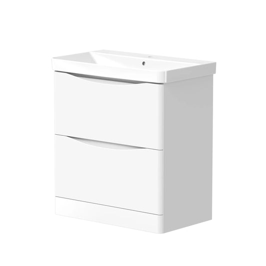 Harper & Brooke Portland 780mm x 830mm x 465mm 2 drawer Floorstanding Vanity Unit - Matt White