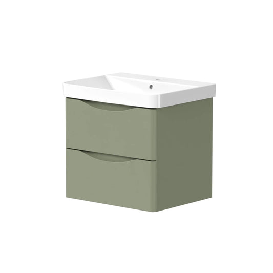 Harper & Brooke Portland 580mm x 830mm x 465mm 2 drawer Floorstanding Vanity Unit - Savannah Green