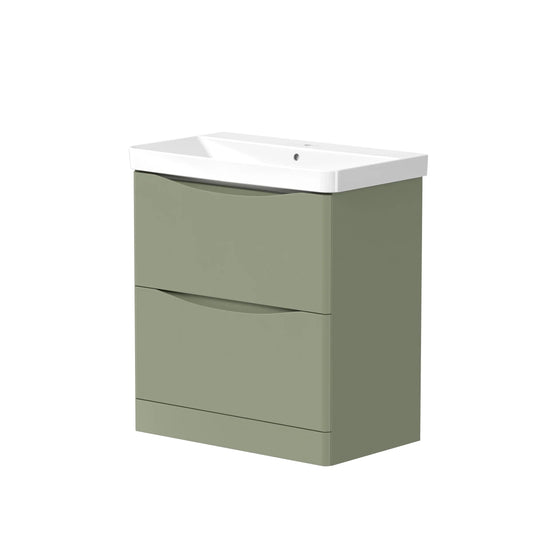 Harper & Brooke Portland 780mm x 830mm x 465mm 2 drawer Floorstanding Vanity Unit - Savannah Green