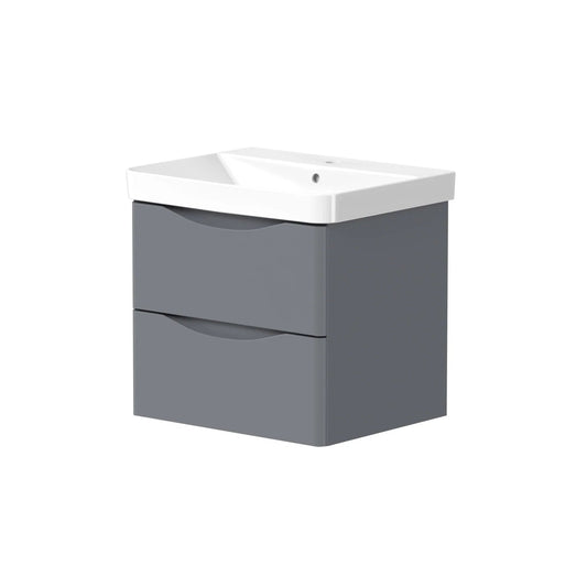 Harper & Brooke Portland 580mm x 830mm x 465mm 2 drawer Floorstanding Vanity Unit - Matt Grey