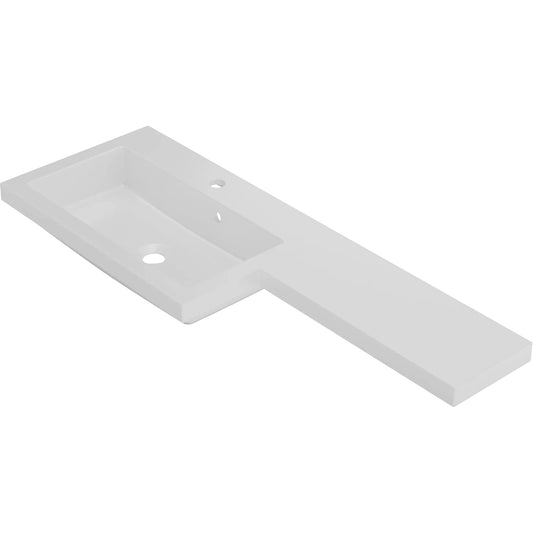 Harper & Brooke Slateford 1230mm x 395mm 1 Tap Hole Left Handed L Shape Mineralcast Basin - White