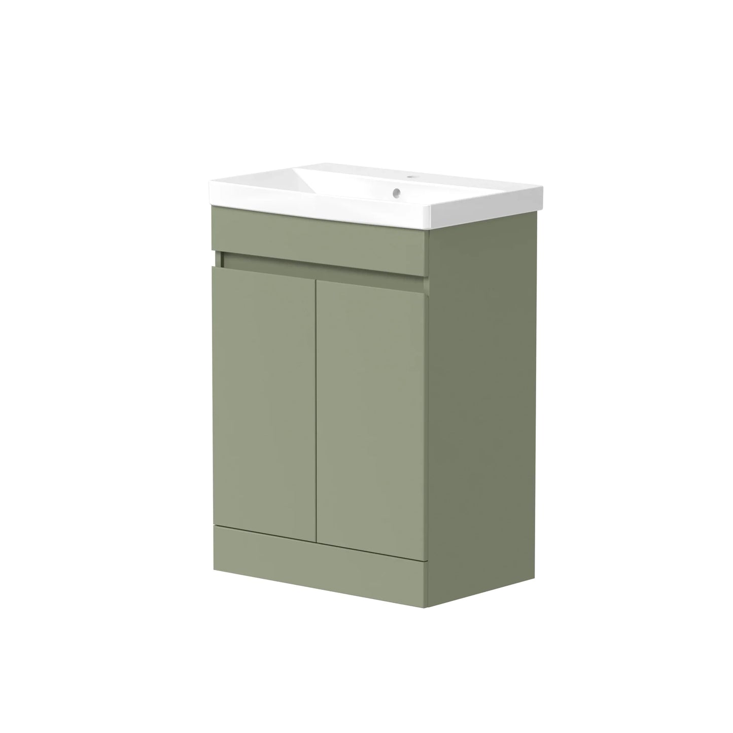 Harper & Brooke Slateford 625mm x 825mm x 410mm 2 Door Handleless Floorstanding Vanity Unit - Savannah Green